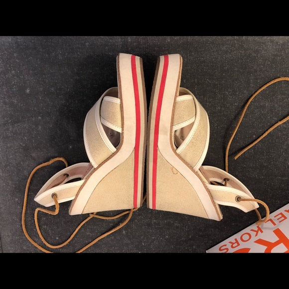 KORS Michael Kors Freesia Canvas Wedge Sandals - Picture 4 of 8
